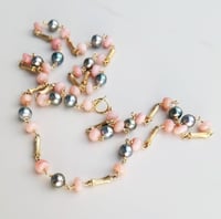 Image 3 of Vintage Bamboo Necklace Tahitian Pearl Pink Opal