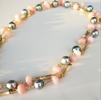 Image 4 of Vintage Bamboo Necklace Tahitian Pearl Pink Opal