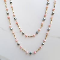 Image 2 of Vintage Bamboo Necklace Tahitian Pearl Pink Opal