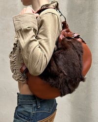 Image 2 of BURGUNDY LEATHER AND FUR BAG