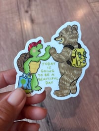 CLEAR Franklin and Bear Sticker