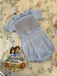 Image 1 of blue smocked romper 