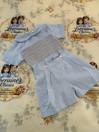 Image 2 of blue smocked romper 