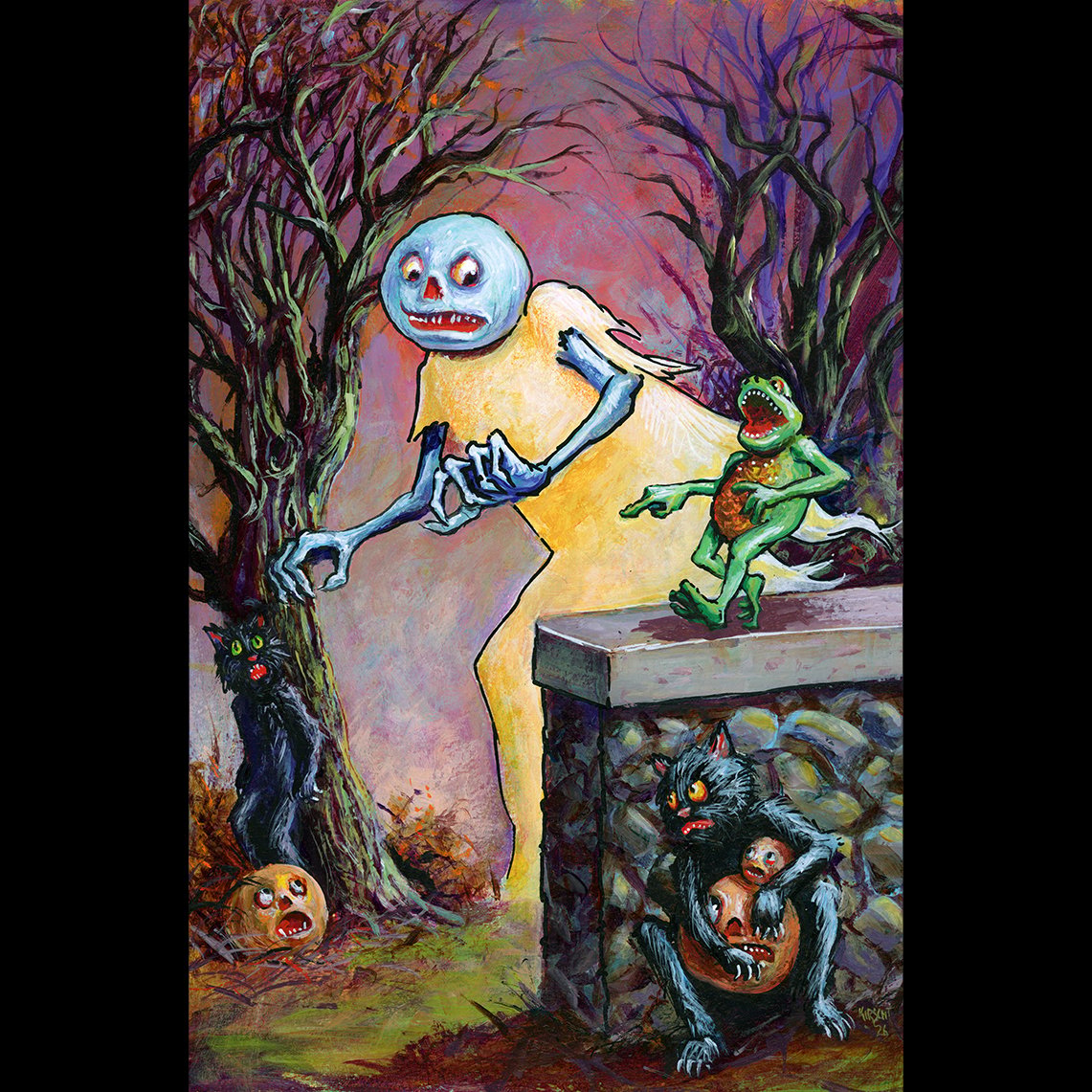 Image of "Pumpkin Heist" Original Acrylic Painting