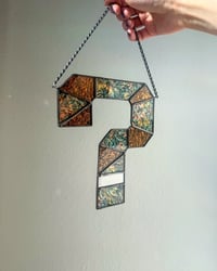 Image 2 of ✷ MADE TO ORDER: Tipper Stained Glass Wall Piece ? Question Mark – Various Colors