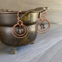 Image 2 of Hand forged copper and smoky quartz earrings