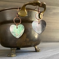 Image 1 of Black lip shell hearts on copper