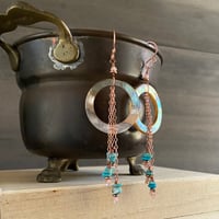 Image 1 of Turquoise, sunstone, and abalone earrrings
