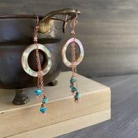 Image 2 of Turquoise, sunstone, and abalone earrrings