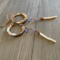 Image 2 of Abalone and pink biwa stick pearls and Swarovski crystals