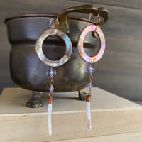 Image 3 of Abalone and pink biwa stick pearls and Swarovski crystals