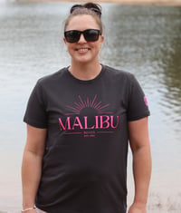 Image 1 of Womens Malibu Sun Tee - Charcoal / Pink