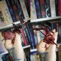 Image 1 of Horquilla dragón rojo/negro con obsidiana