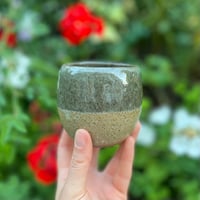 Image 2 of Flat white coffee cup in green