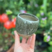 Image 2 of Flat white coffee cup in green speckle