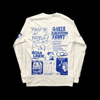 Image 2 of Solidarity Long-Sleeve * Blue on Faded White 