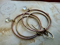 Image 2 of Water drop- mixed metal earrings - sterling, brass and copper