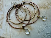 Image 4 of Water drop- mixed metal earrings - sterling, brass and copper