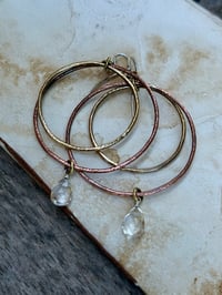 Image 6 of Water drop- mixed metal earrings - sterling, brass and copper