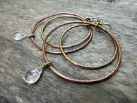 Image 9 of Water drop- mixed metal earrings - sterling, brass and copper