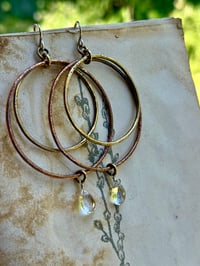 Image 18 of Water drop- mixed metal earrings - sterling, brass and copper