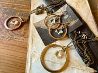 Image 3 of Prayer.. Set of Crystal Quartz Star Brass hoops earrings and necklace . Cosmos series