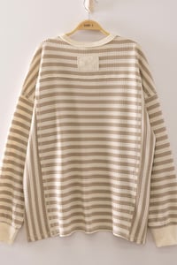 Image 2 of Stripe Waffle Top - LATE AUGUST