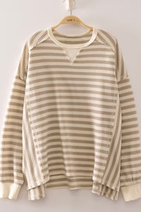 Image 1 of Stripe Waffle Top - LATE AUGUST