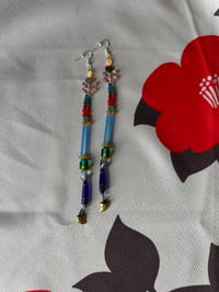 blue rainbow column earrings