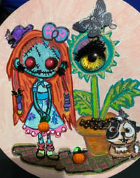 Image 4 of Raggedy Zombie Girl ONE-i plant in living setting Mixed Media Painting