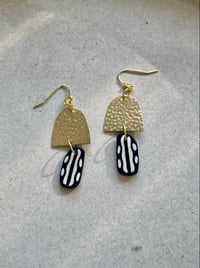 Image 1 of Polymer Clay & Brass Earrings - Mushrune 