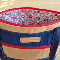 Image 3 of Bolso MIA en denim azul medio y arpillera natural
