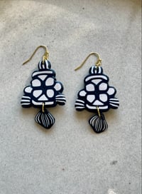 Image 1 of Polymer Clay & Brass Earrings - Feline Good