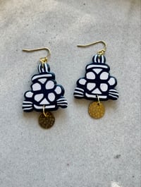 Image 1 of Polymer Clay & Brass Earrings - Feline Gold