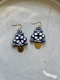 Image 3 of Polymer Clay & Brass Earrings - Feline Gold