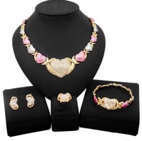Image 1 of Pink heart shaped jewelry set XOXO 