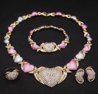 Image 3 of Pink heart shaped jewelry set XOXO 