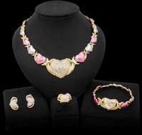 Image 4 of Pink heart shaped jewelry set XOXO 