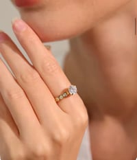 Image 3 of  Luxury Bling Cubic Zirconia Classic Ring Stainless Steel CZ 18k Gold