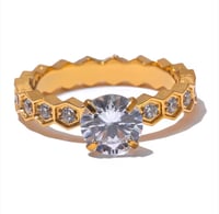 Image 5 of  Luxury Bling Cubic Zirconia Classic Ring Stainless Steel CZ 18k Gold