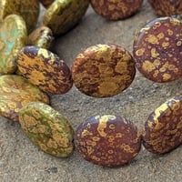 Image 1 of Czech Glass Gold Picasso Coin Beads | 21mm Statement Wheels | Designer Necklace Strand 