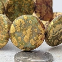 Image 2 of Czech Glass Gold Picasso Coin Beads | 21mm Statement Wheels | Designer Necklace Strand 