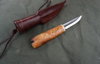Image 4 of Whittling knife, Fixed Blade 52100, Birch burl handle
