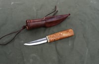 Image 6 of Whittling knife, Fixed Blade 52100, Birch burl handle