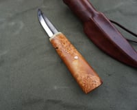 Image 8 of Whittling knife, Fixed Blade 52100, Birch burl handle