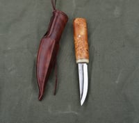 Image 9 of Whittling knife, Fixed Blade 52100, Birch burl handle