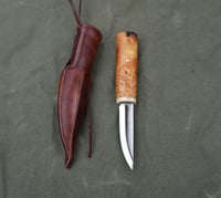 Image 10 of Whittling knife, Fixed Blade 52100, Birch burl handle