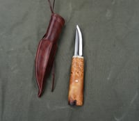 Image 11 of Whittling knife, Fixed Blade 52100, Birch burl handle