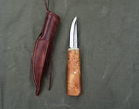 Image 12 of Whittling knife, Fixed Blade 52100, Birch burl handle