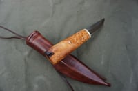 Image 15 of Whittling knife, Fixed Blade 52100, Birch burl handle